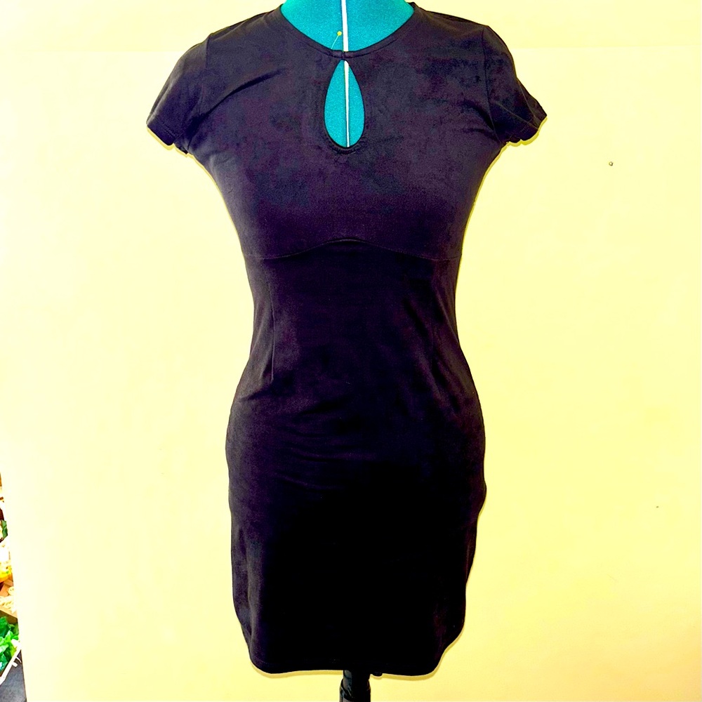 Black faux suede Women's Dress